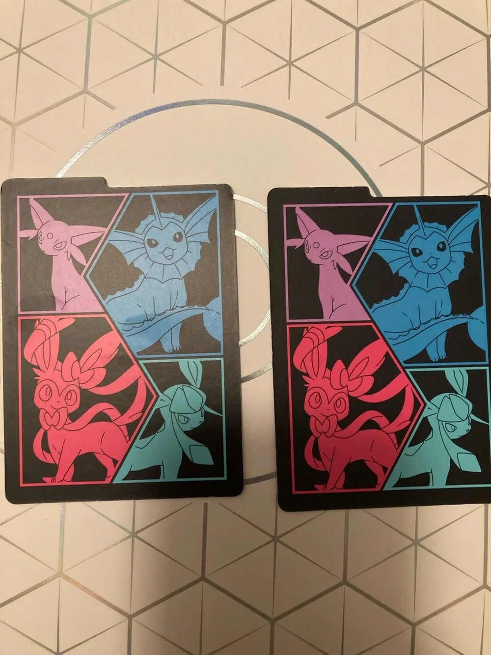 Pokemon Eeveelutions Neon Panel Card Pair - Pink, Blue, Teal